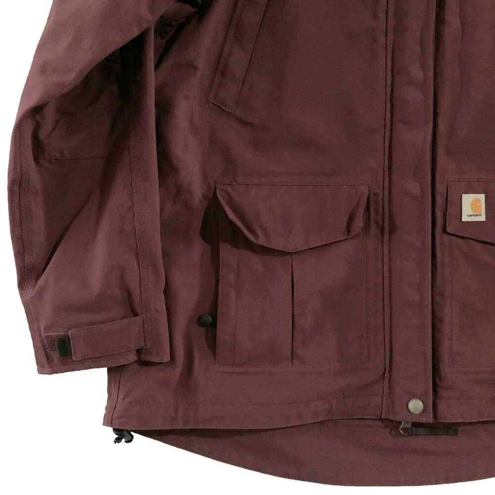 Carhartt Jacket Womens Size XL (16/18) Burgundy Shoreline Storm Defender Hooded - Picture 10 of 16